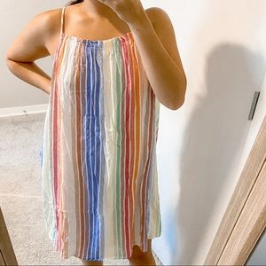 THML Bright Rainbow Stripe Tank Top Sundress NWT